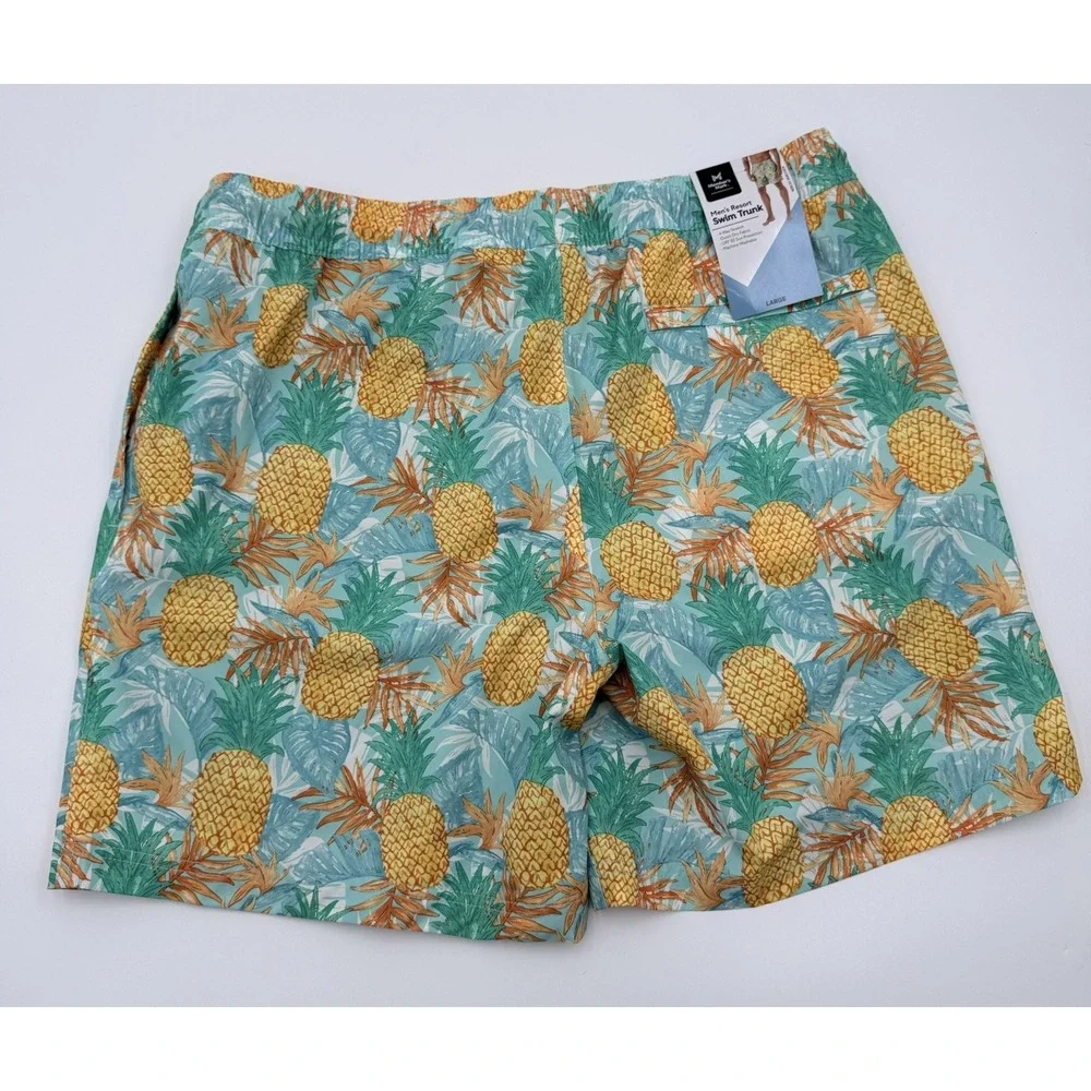 NWT Member's Mark Men's Resort Swim Trunks Pineapple Print Size Large UPF 50